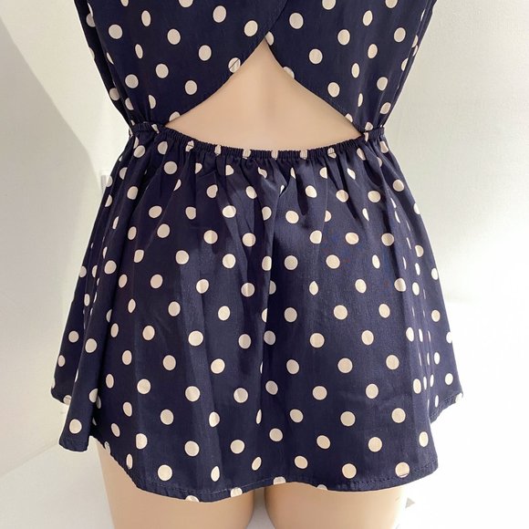 🛍 2 for $25! 🛍 Forever 21 XXI - Polka Dot Open Back Sleeveless Peplum - Picture 3 of 8